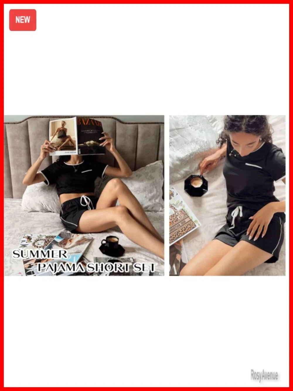 2 Piece Pajama Set Lounge Set Short Sleeve Top and Shorts Soft Sleepwear with